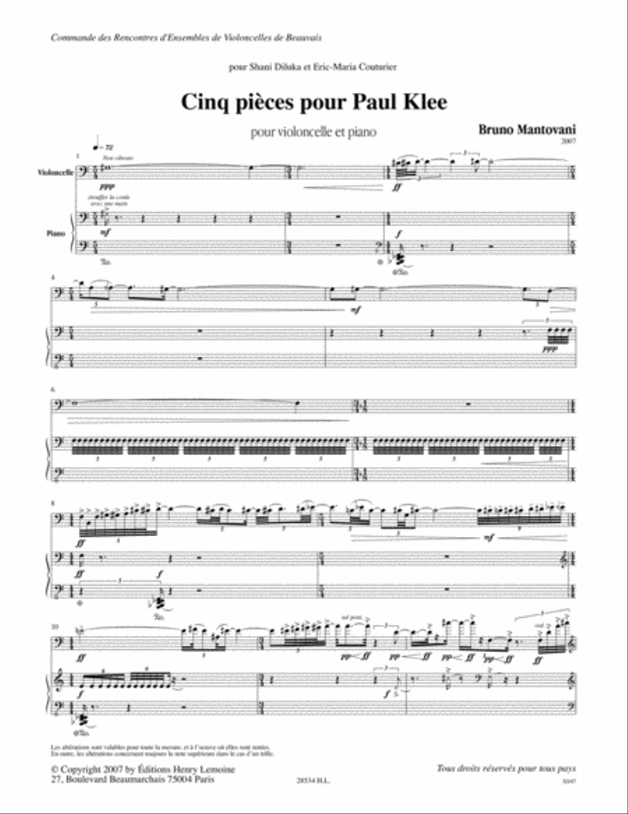 Pieces Pour Paul Klee (5) Piano Accompaniment scores gallery preview page 2