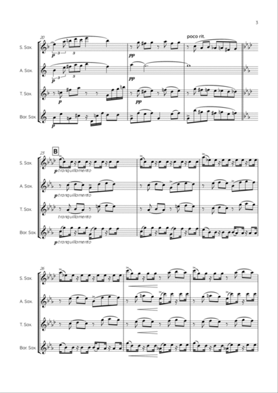 Nocturne No. 4 in E♭ major, Op. 36 Saxophone Quartet scores gallery preview page 5