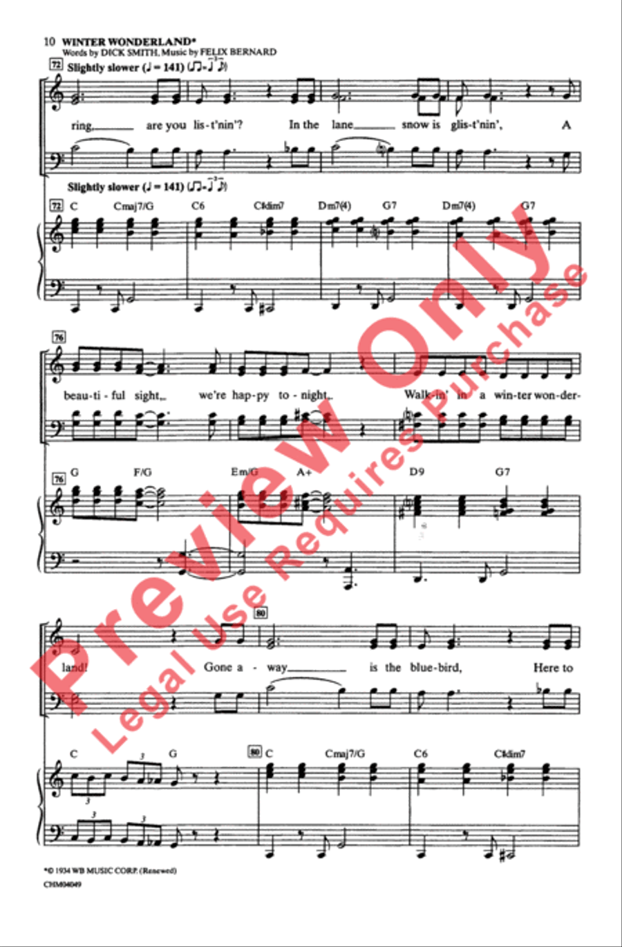 Let It Snow / Winter Wonderland 4-Part scores gallery preview page 10
