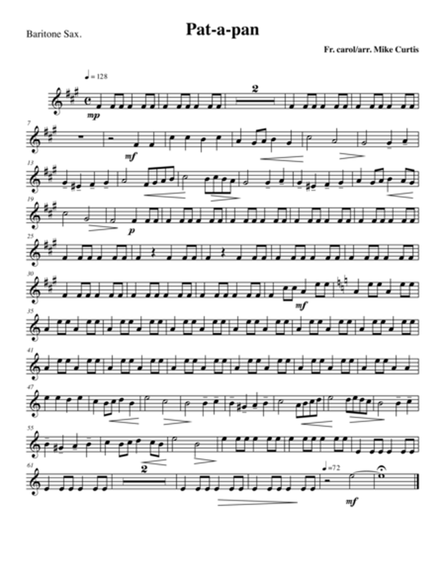 Pat-a-pan for SATB Sax Quartet
