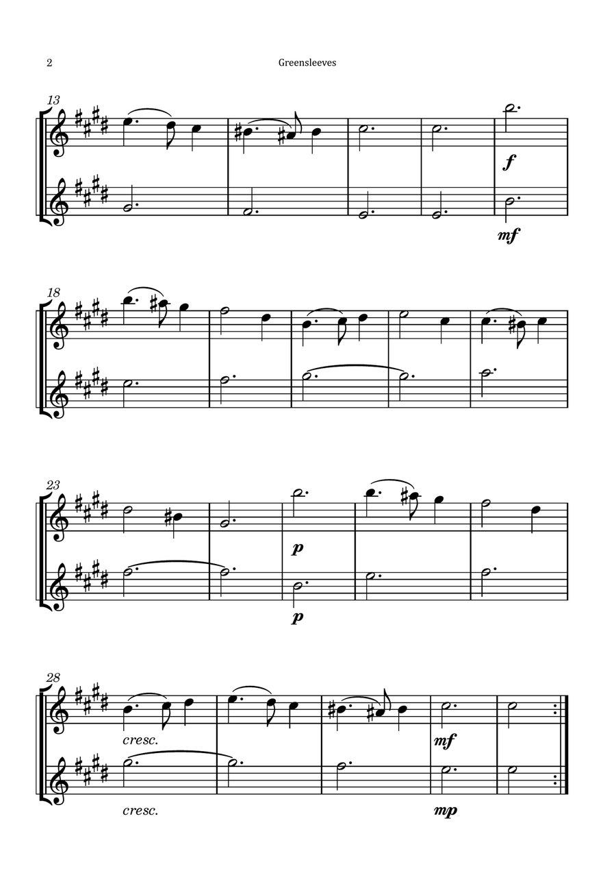 Greensleeves Woodwind Duet scores gallery preview page 2
