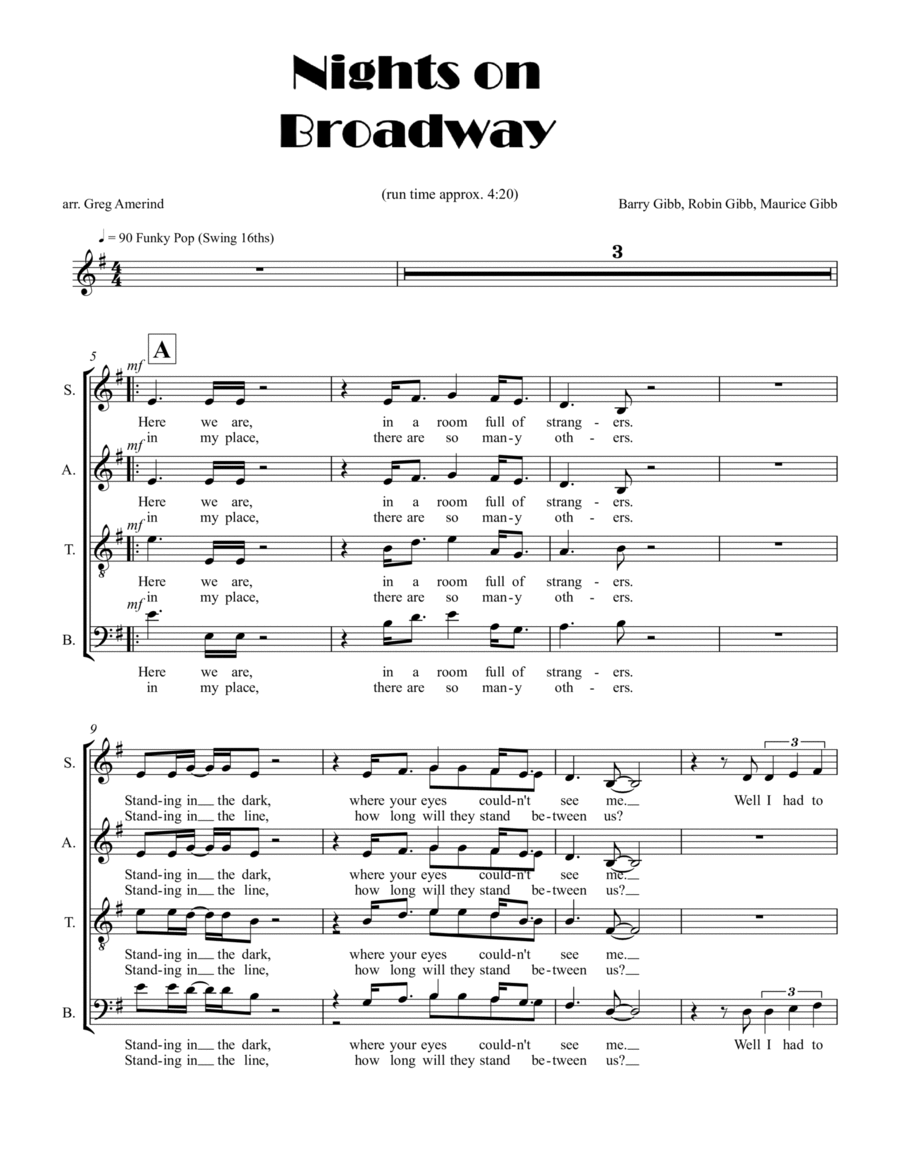 Nights On Broadway Nights On Broadway 4-Part scores gallery preview page 1
