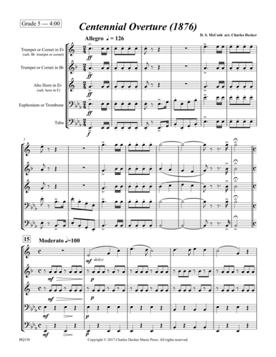 Centennial Overture from 1876 for Brass Quintet image number null