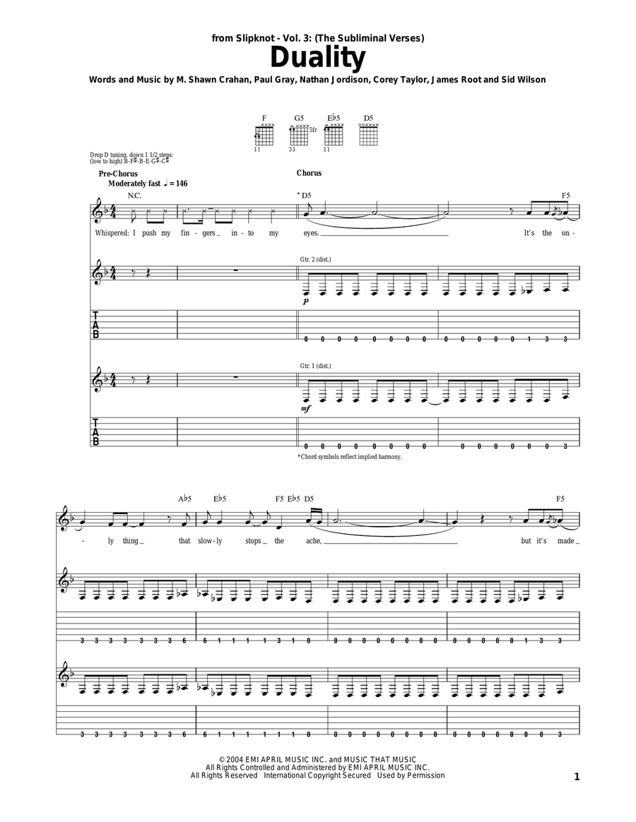Duality Acoustic Guitar scores gallery preview page 1