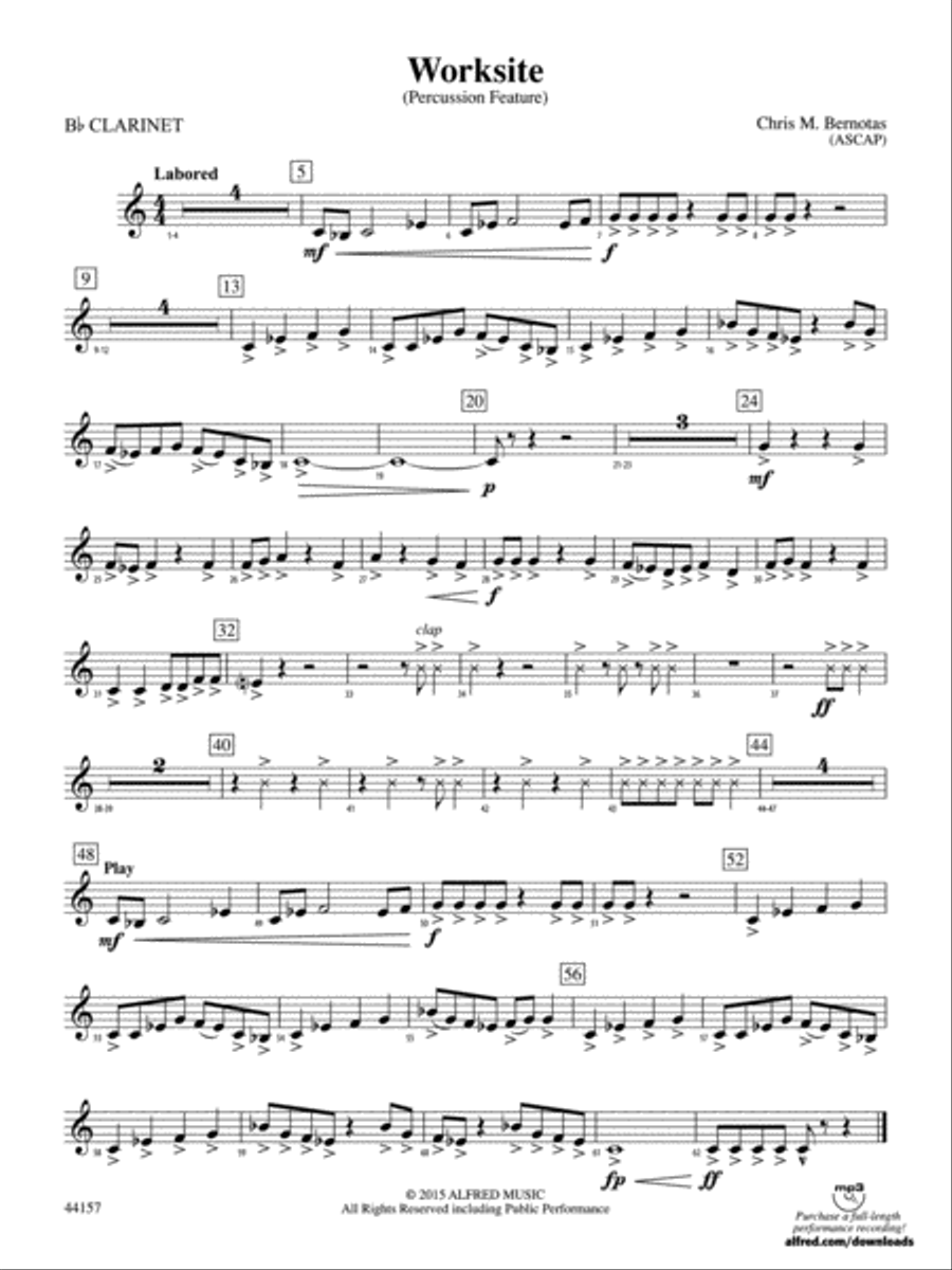 Worksite: 1st B-flat Clarinet Concert Band scores gallery preview page 1