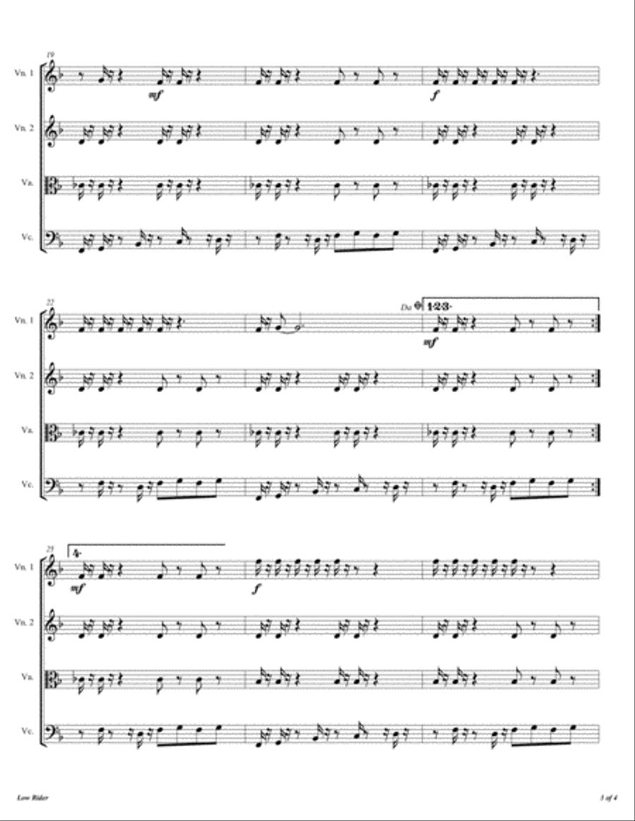 Low Rider String Quartet scores gallery preview page 4