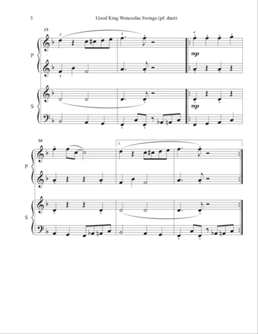 Good King Wenceslas Swings (1 piano 4 hands) complete set 1 Piano, 4-Hands scores gallery preview page 6