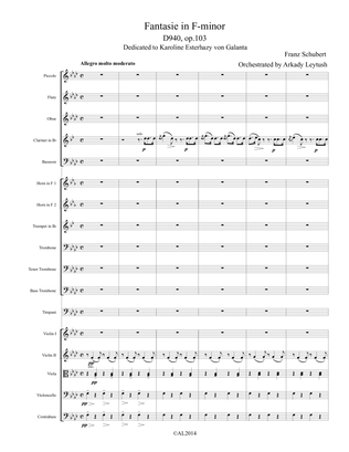 F. Schubert - Fantasie in F minor, D940, Full Orchestra, Orchestrated by A. Leytush - Score Only
