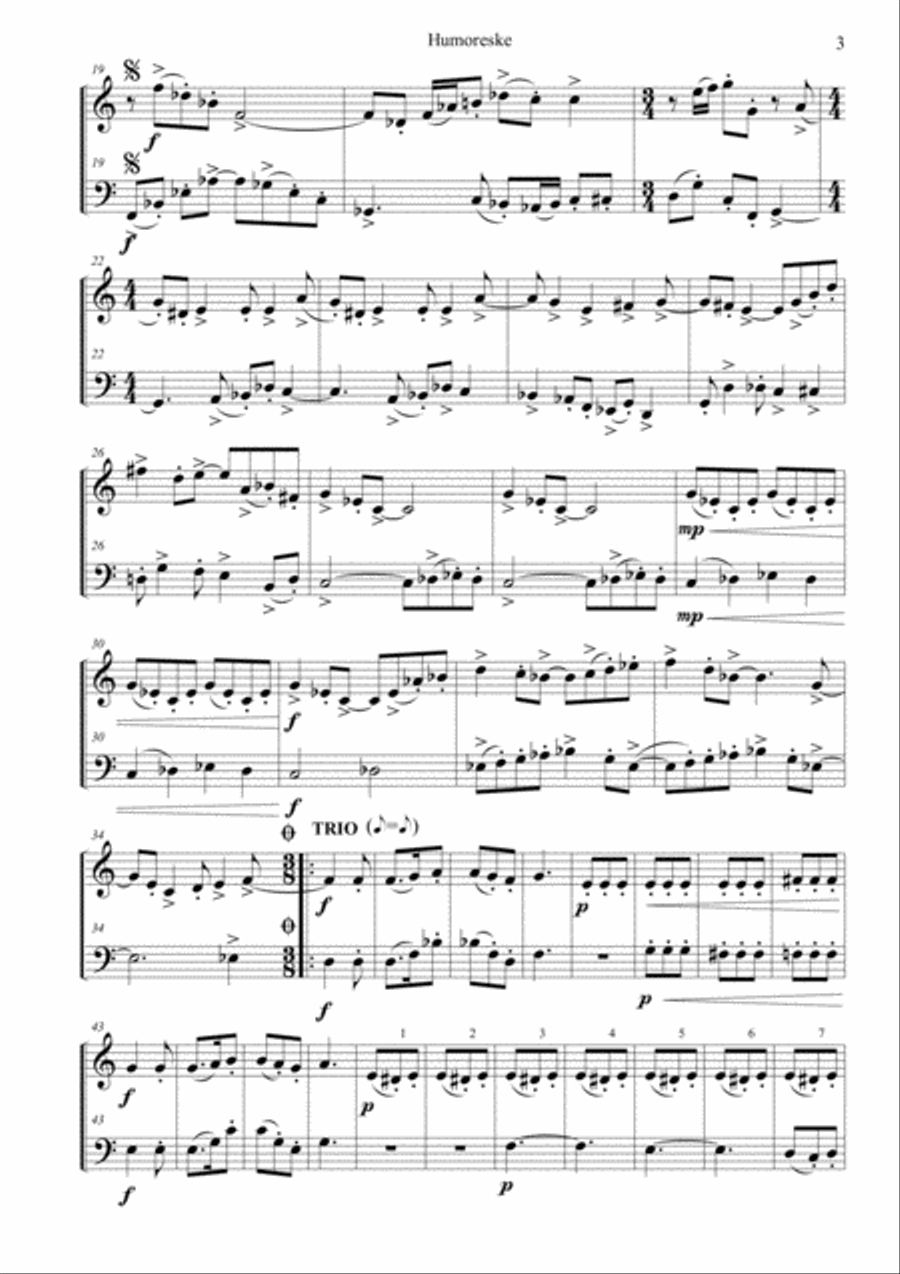Humoreske for Horn and Bassoon Woodwind Duet scores gallery preview page 3