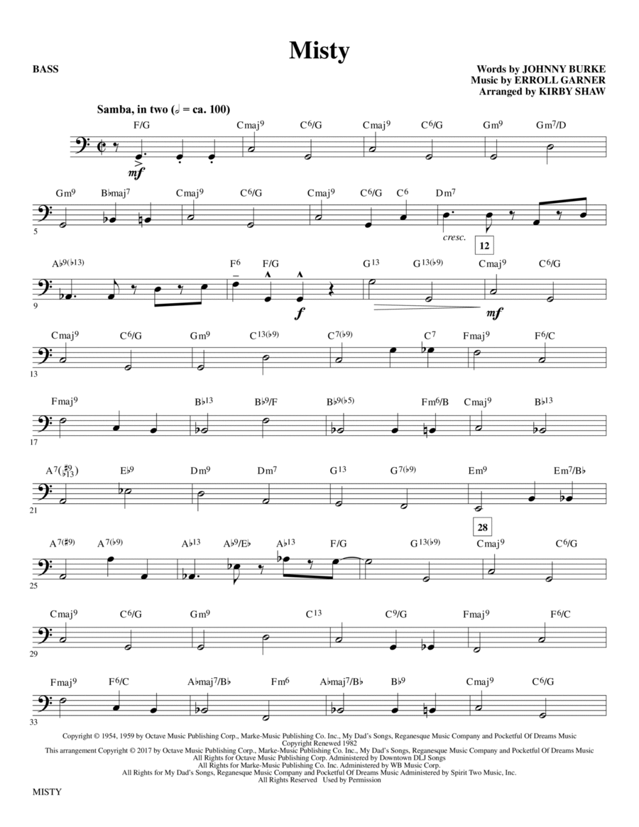 Misty - Bass Choir scores gallery preview page 1