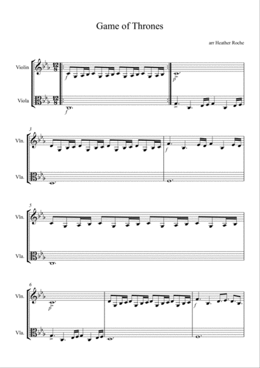 Game Of Thrones String Duet scores gallery preview page 1