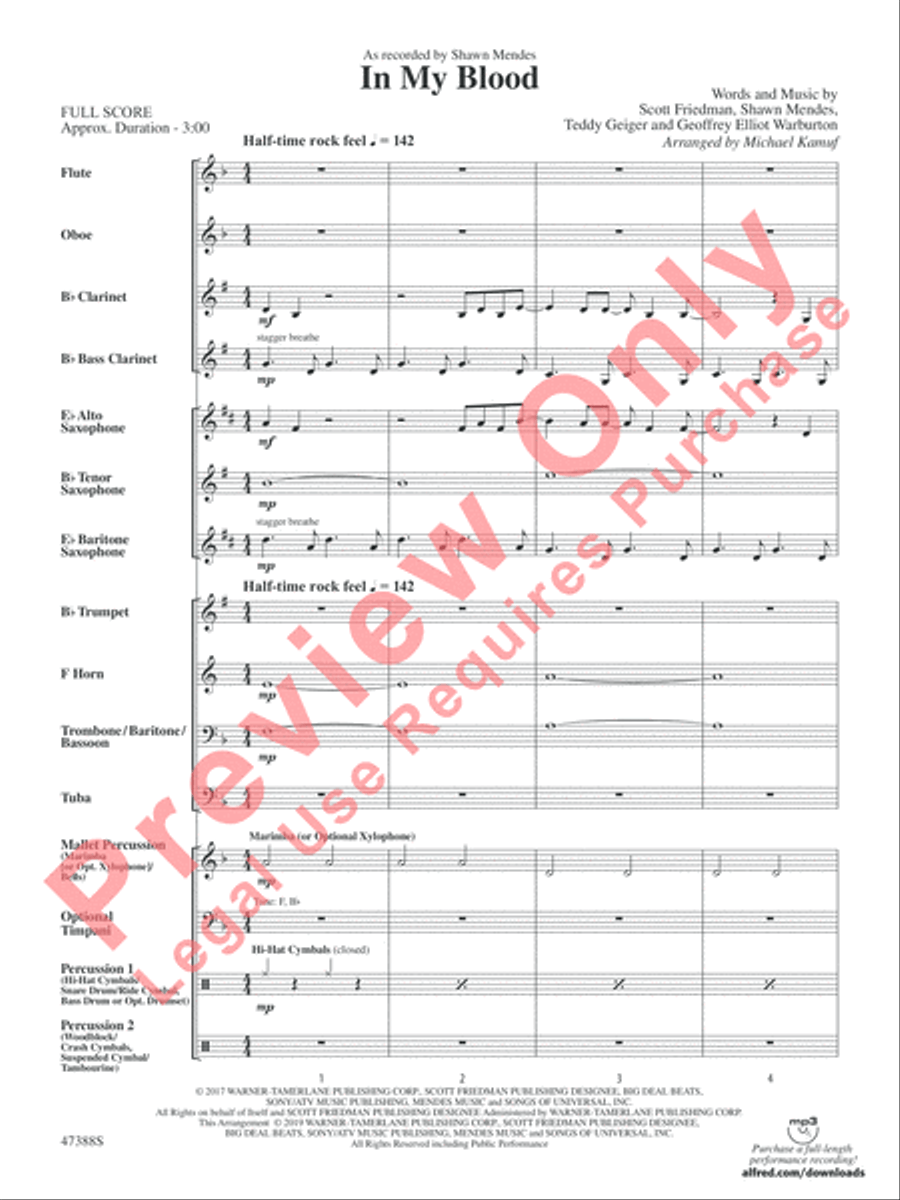 In My Blood Concert Band scores gallery preview page 4