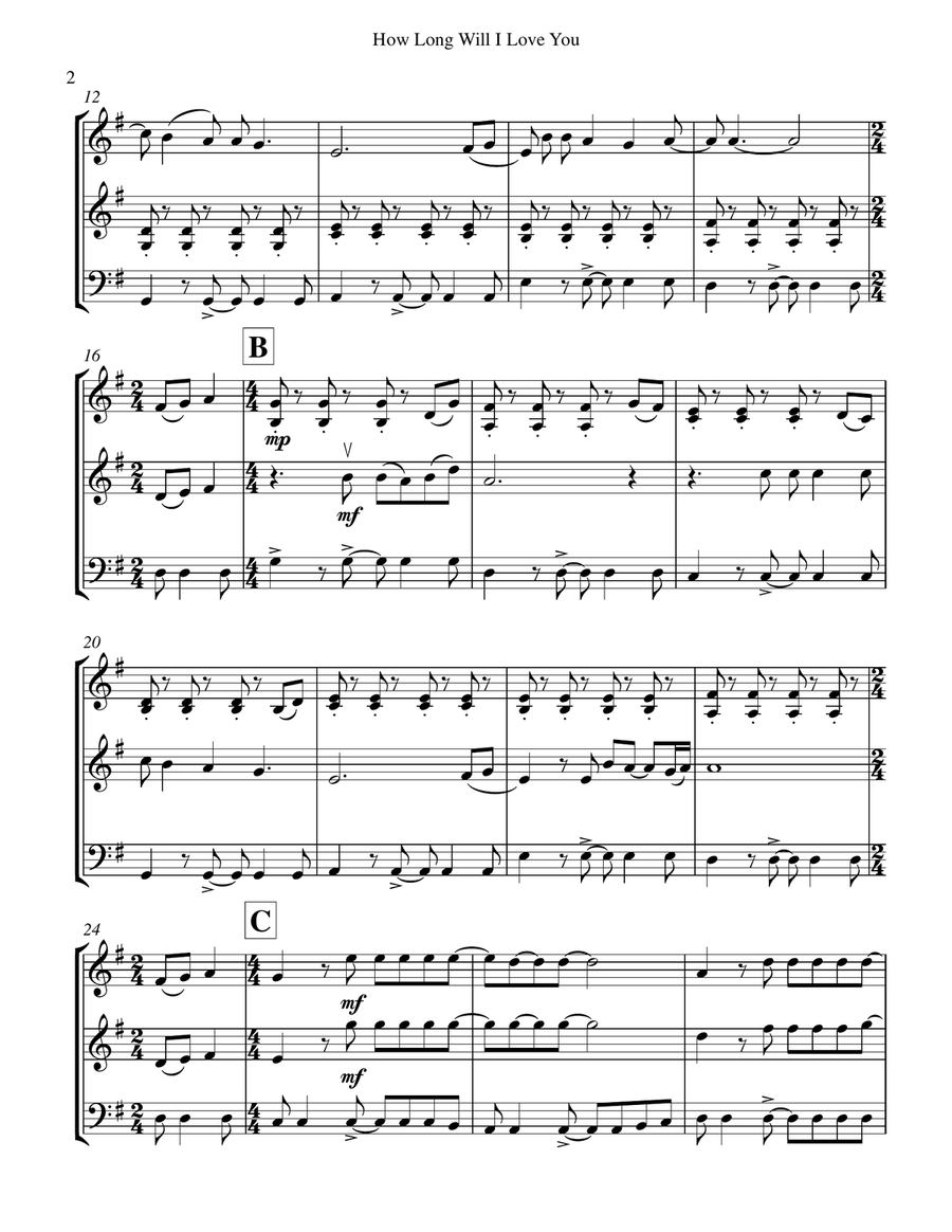 How Long Will I Love You String Trio scores gallery preview page 3