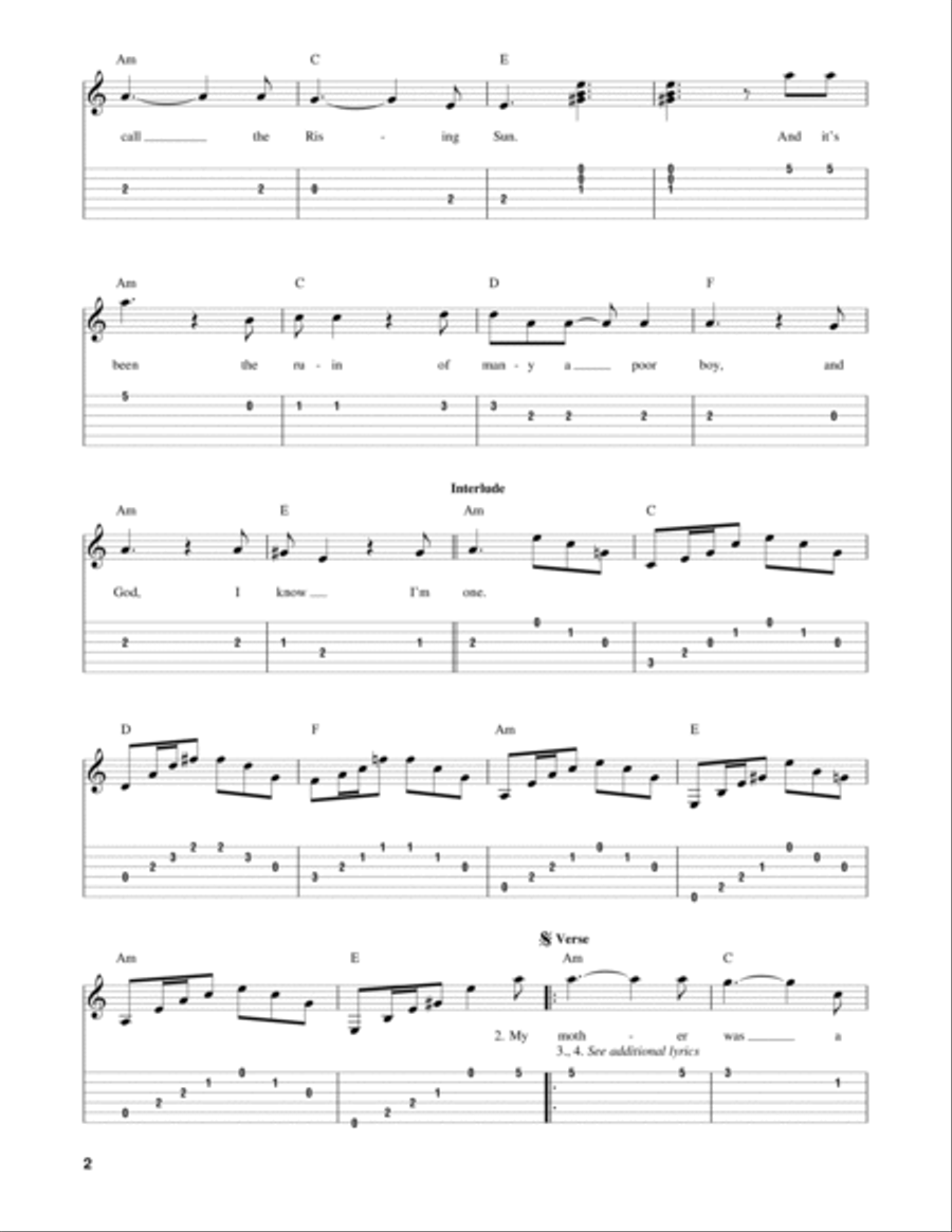 The House Of The Rising Sun Acoustic Guitar scores gallery preview page 2