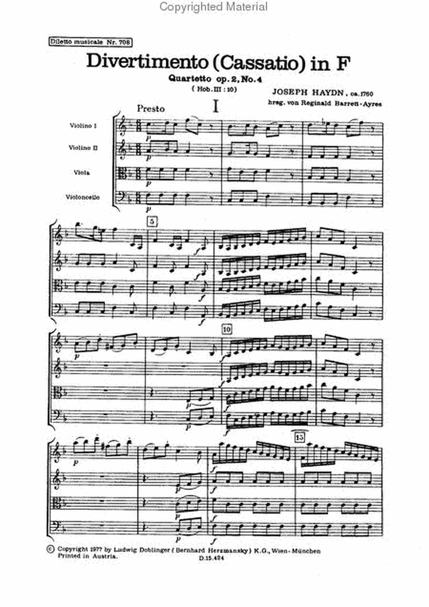 Streichquartett F-Dur op. 2 / 4