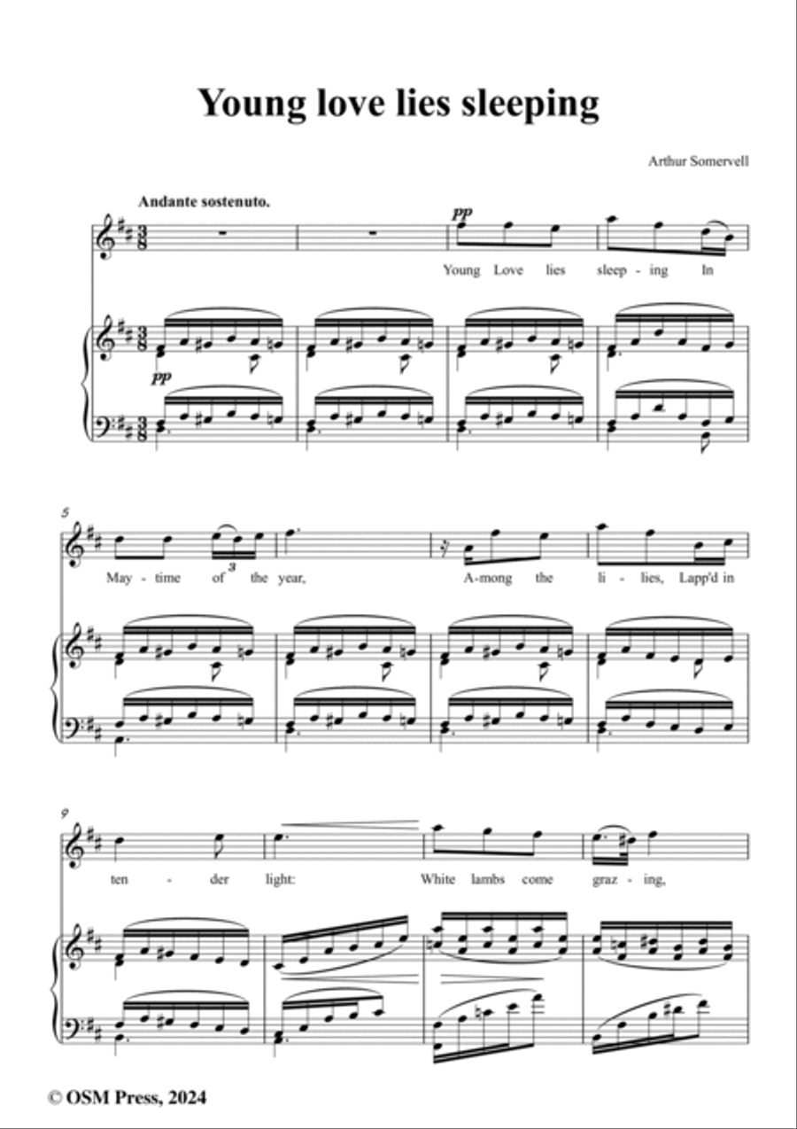Somervell-Young love lies sleeping,in D Major Voice scores gallery preview page 2