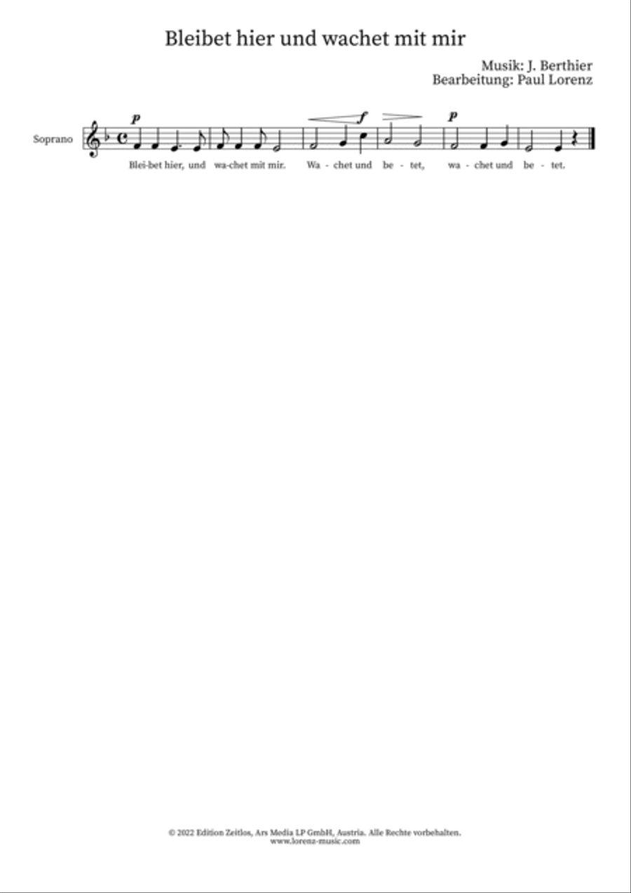 Bleibet hier und wachet mit mir 4-Part scores gallery preview page 2