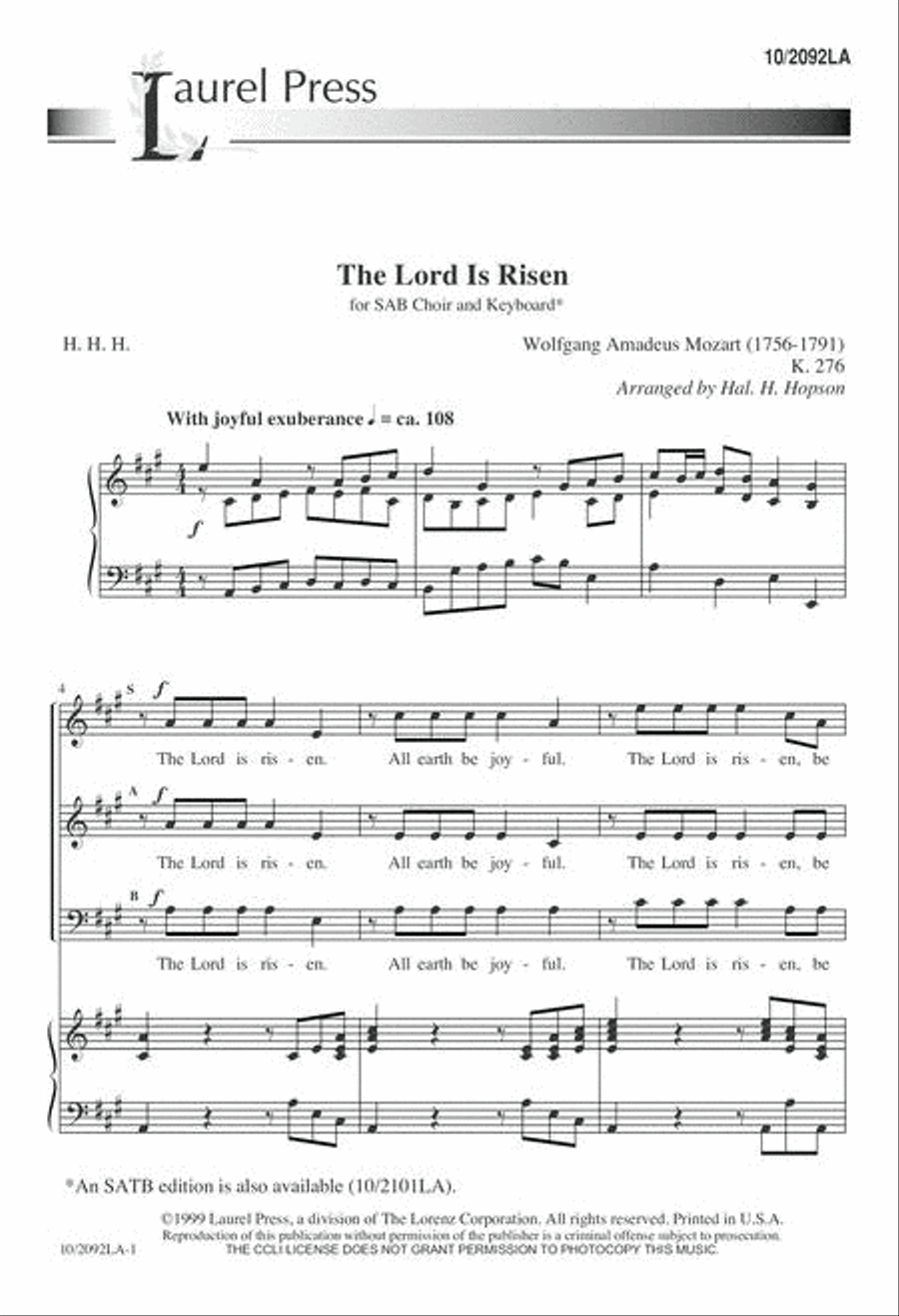 The Lord is Risen 3-Part scores gallery preview page 1