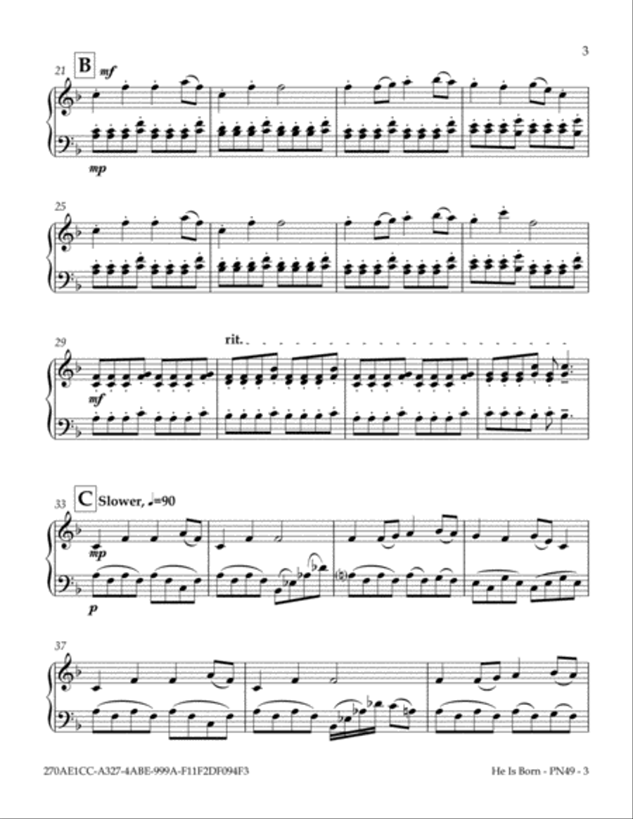He Is Born (Il Est Ne) He Is Born (Il Est Ne) Piano Solo scores gallery preview page 3