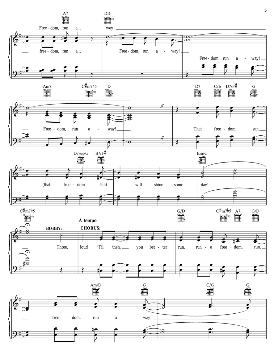 Run, Freedom, Run! Piano, Vocal, Guitar scores gallery preview page 5