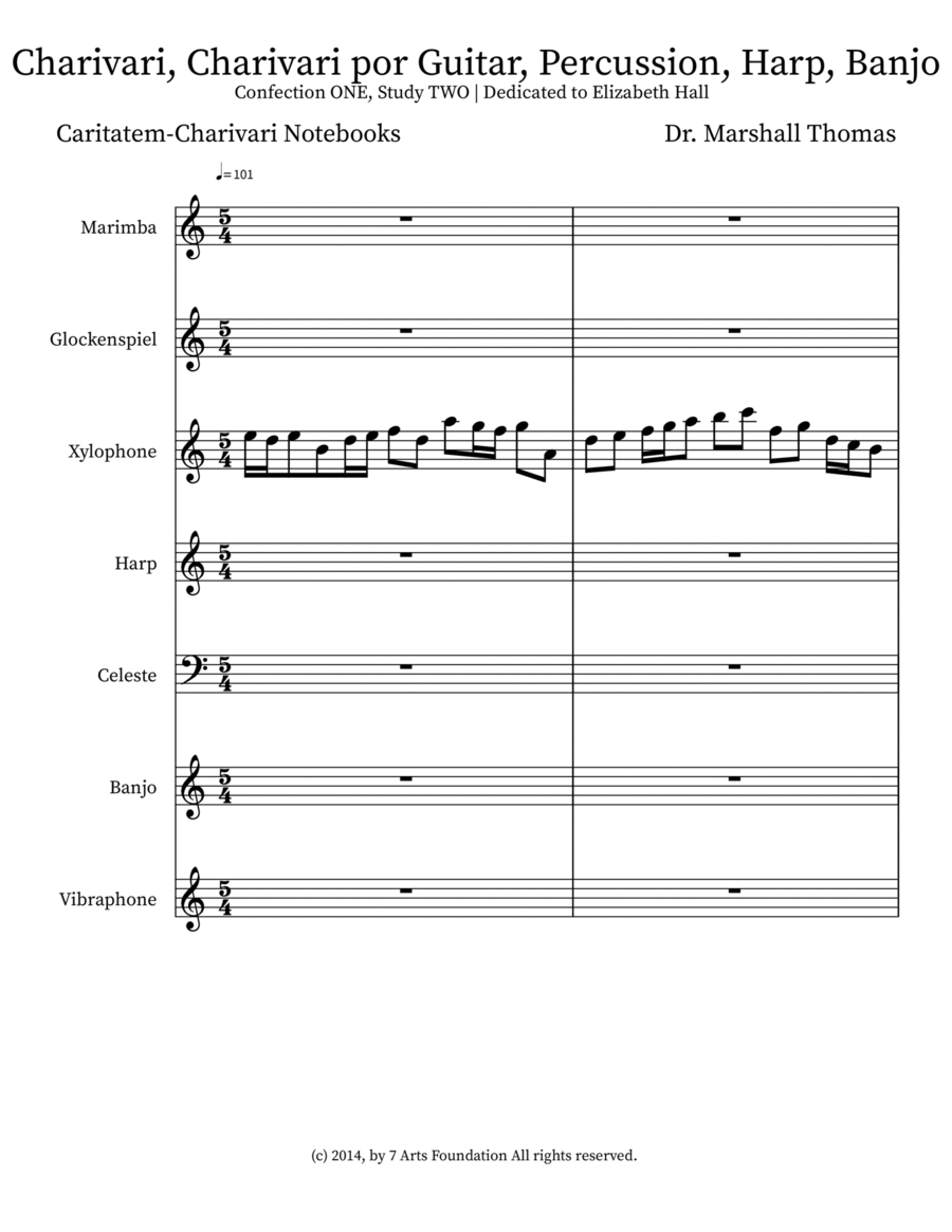Charivari, Charivari por Guitar, Percussion, Harp, Banjo Small Ensemble scores gallery preview page 1