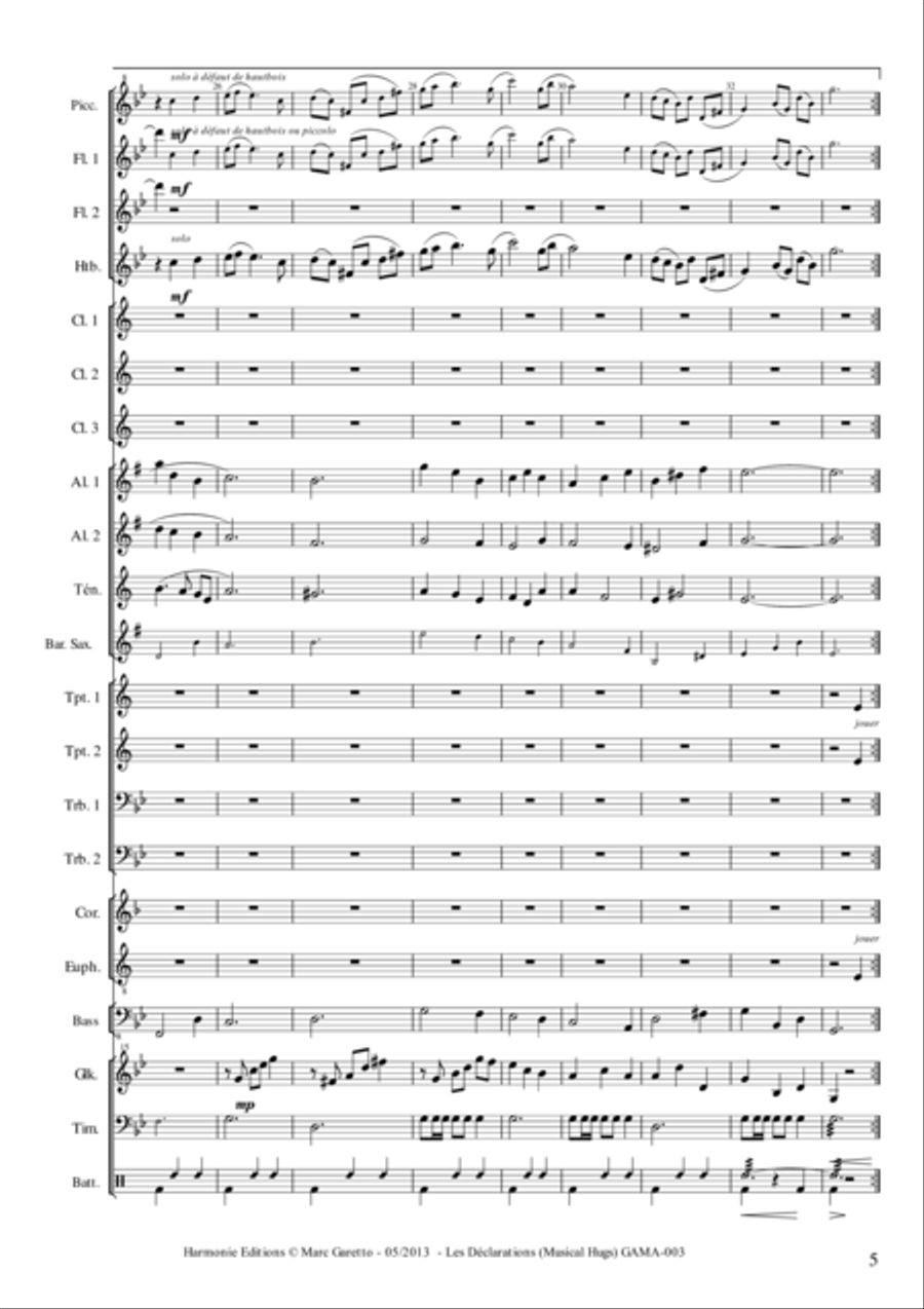 Les Déclarations - Musical Hugs Concert Band scores gallery preview page 6