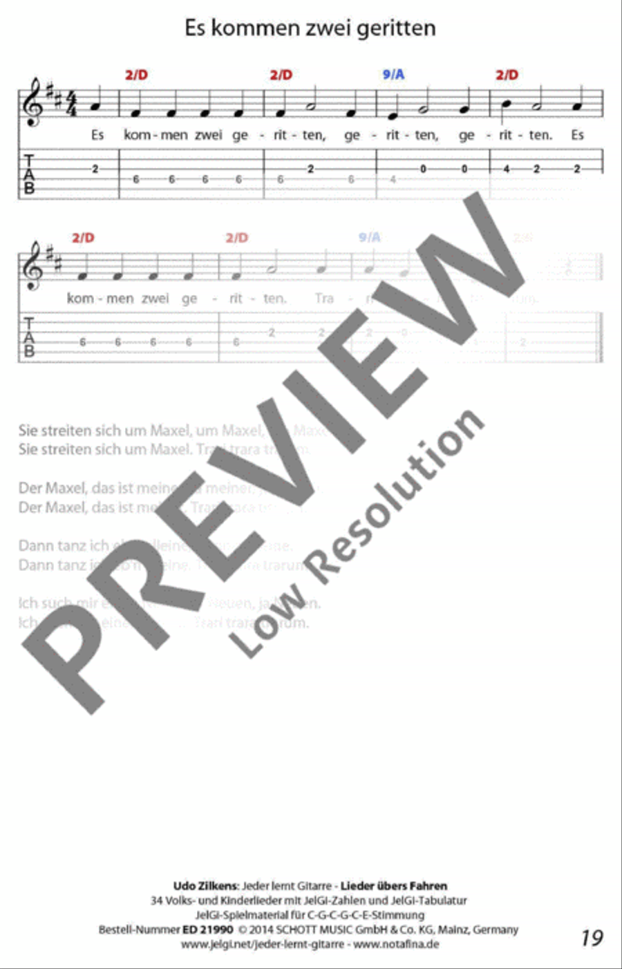 Jeder lernt Gitarre - Lieder übers Fahren Classical Guitar scores gallery preview page 20