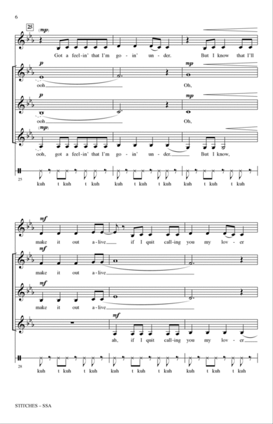 Stitches (arr. Brandy Kay Riha) SSA scores gallery preview page 5