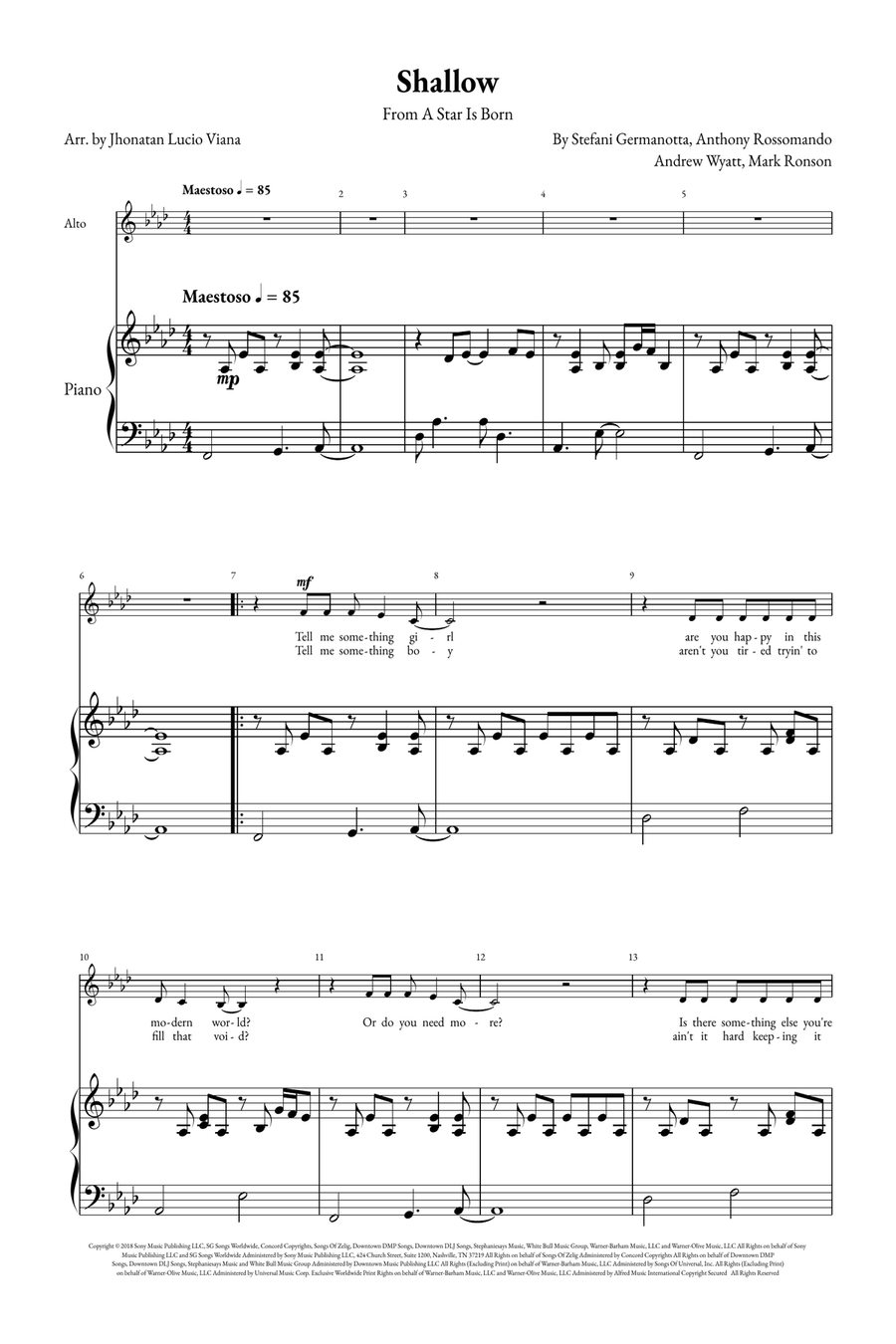 Shallow A Cappella scores gallery preview page 1