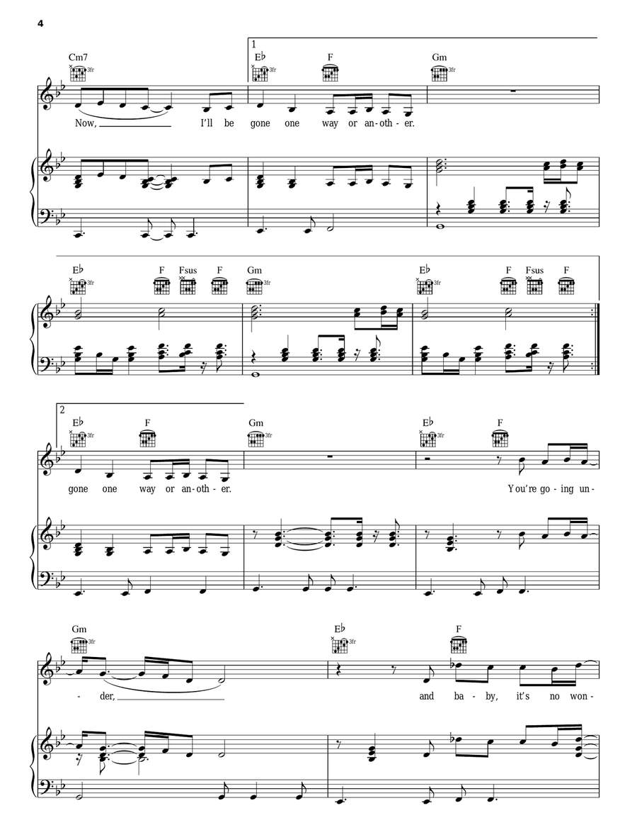 One Way Or Another Piano, Vocal, Guitar scores gallery preview page 4