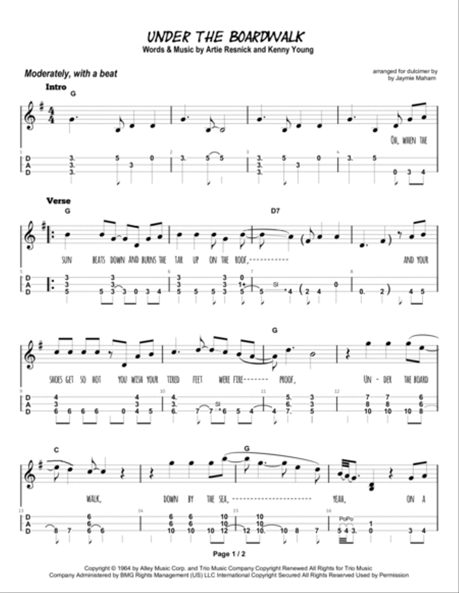 Under The Boardwalk Dulcimer scores gallery preview page 2