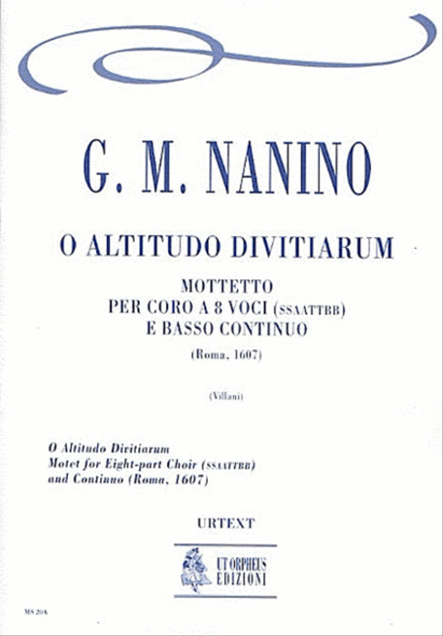 O Altitudo Divitiarum. Motet (Roma 1607) for 8-part Choir (SATB-SATB) and Continuo 4-Part scores gallery preview page 1