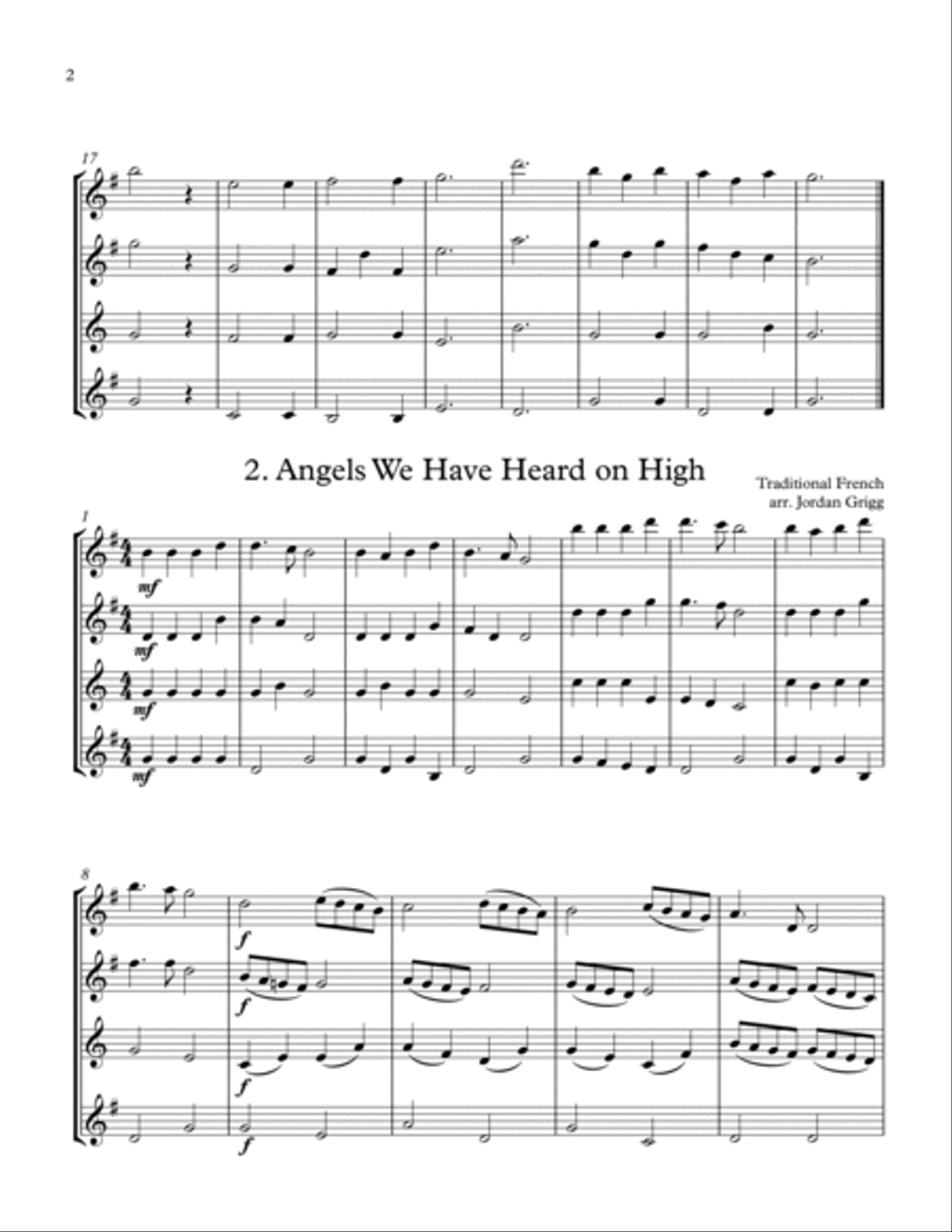 14 Christmas Carols (arranged for Sax Quartet AATB) Saxophone Solo scores gallery preview page 2