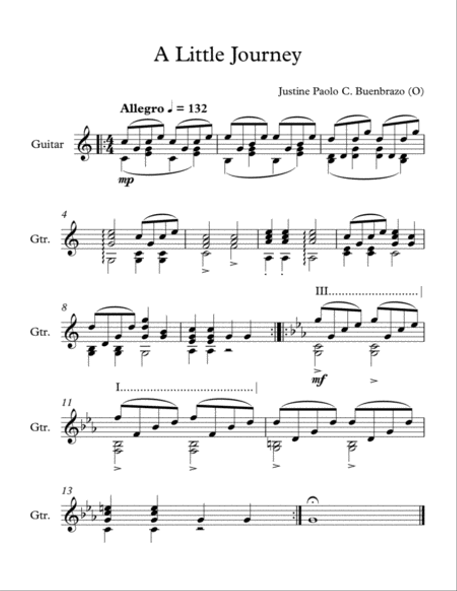 A Little Journey Acoustic Guitar scores gallery preview page 1