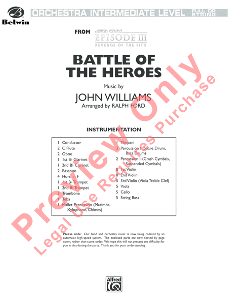 Battle of the Heroes (from Star Wars: Episode III Revenge of the Sith) Full Orchestra scores gallery preview page 2