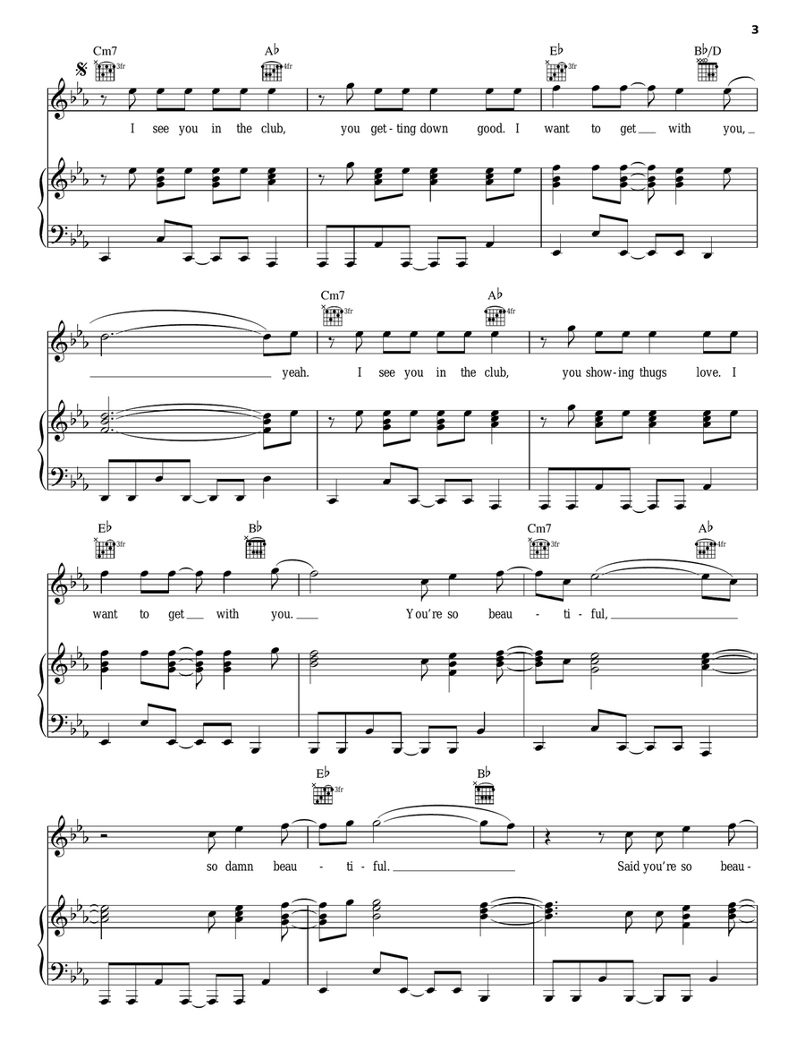 Beautiful Piano, Vocal, Guitar scores gallery preview page 3
