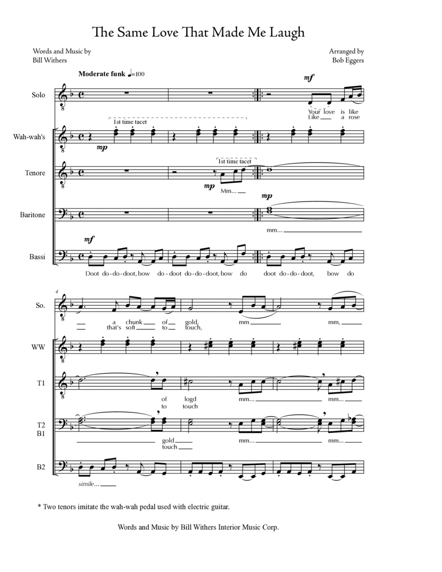 The Same Love That Made Me Laugh TTBB scores gallery preview page 1