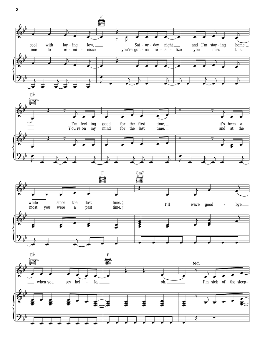 Sick Of You Sick Of You Piano, Vocal, Guitar scores gallery preview page 2