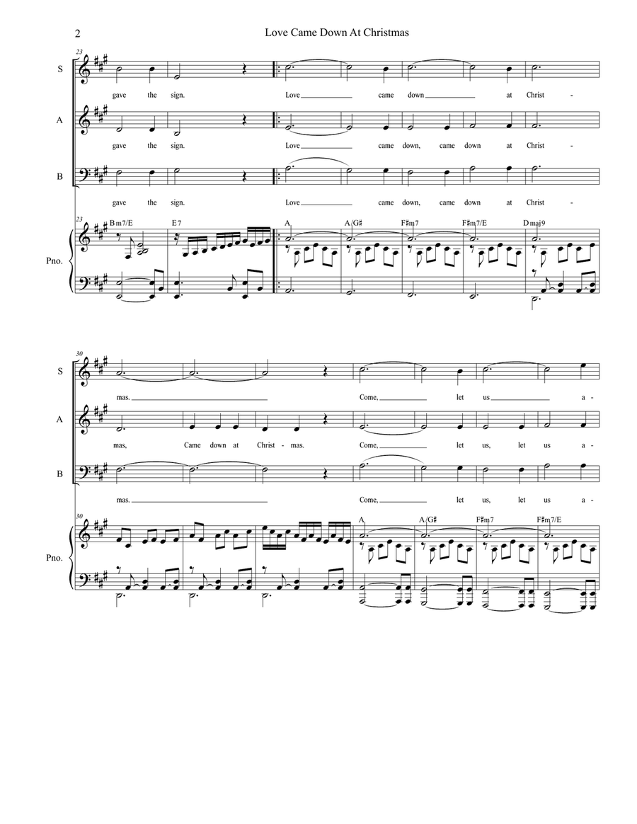 Love Came Down At Christmas (SAB) 3-Part scores gallery preview page 2