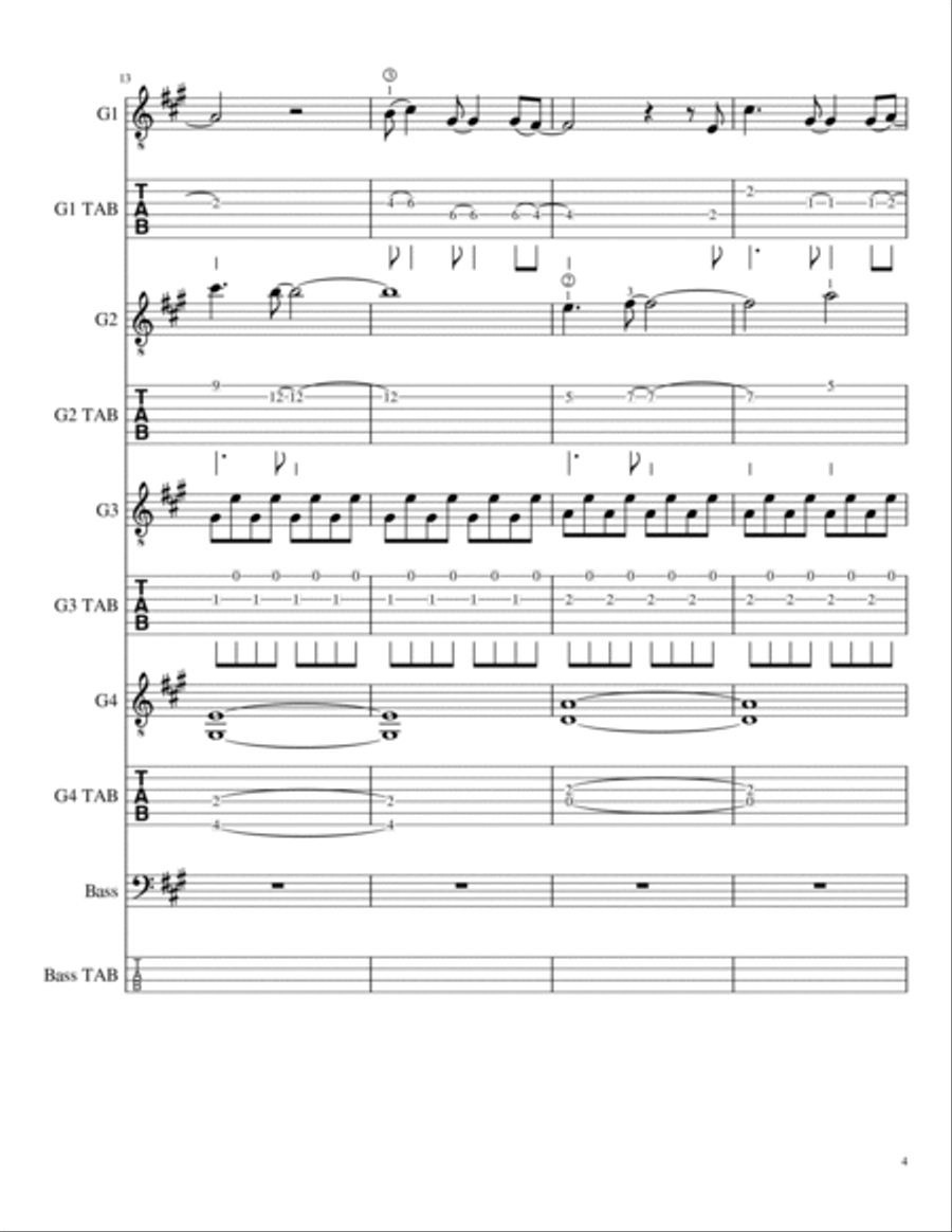Chasing Cars Guitar Ensemble scores gallery preview page 5