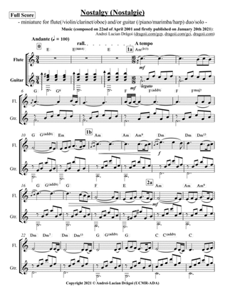 Nostalgy (Nostalgie) - miniature for flute(/violin/clarinet/oboe) and/or guitar (/piano/marimba/harp