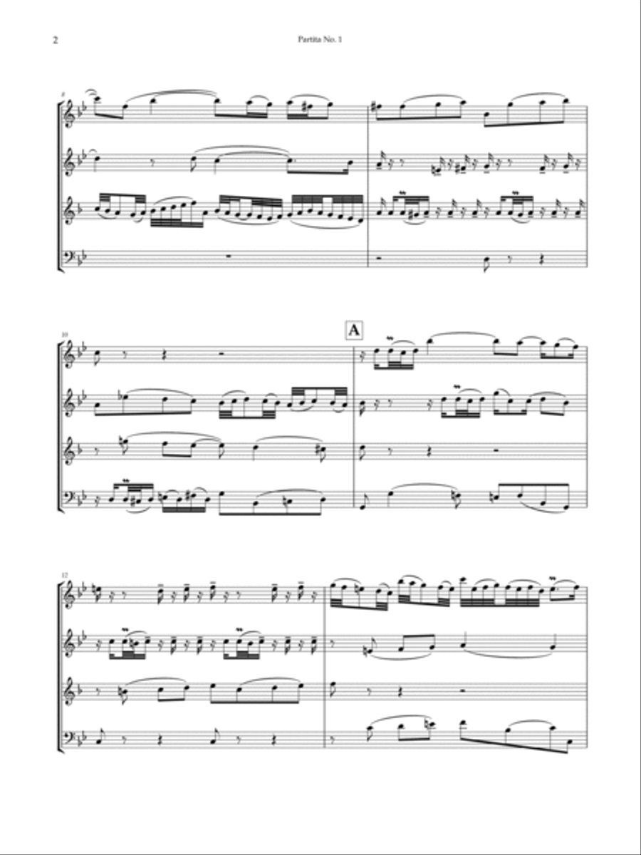 Partita No. 1 in B-Flat Major, BWV 825 Woodwind Ensemble scores gallery preview page 4