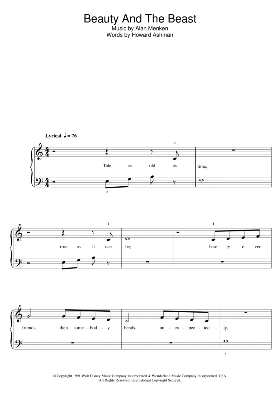 Beauty And The Beast Beauty And The Beast Easy Piano scores gallery preview page 1