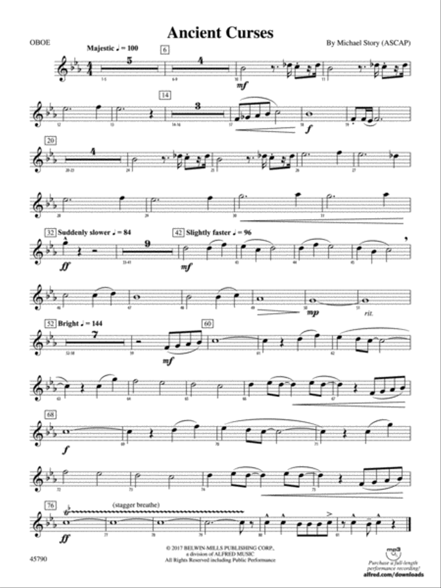 Ancient Curses: Oboe Concert Band scores gallery preview page 1