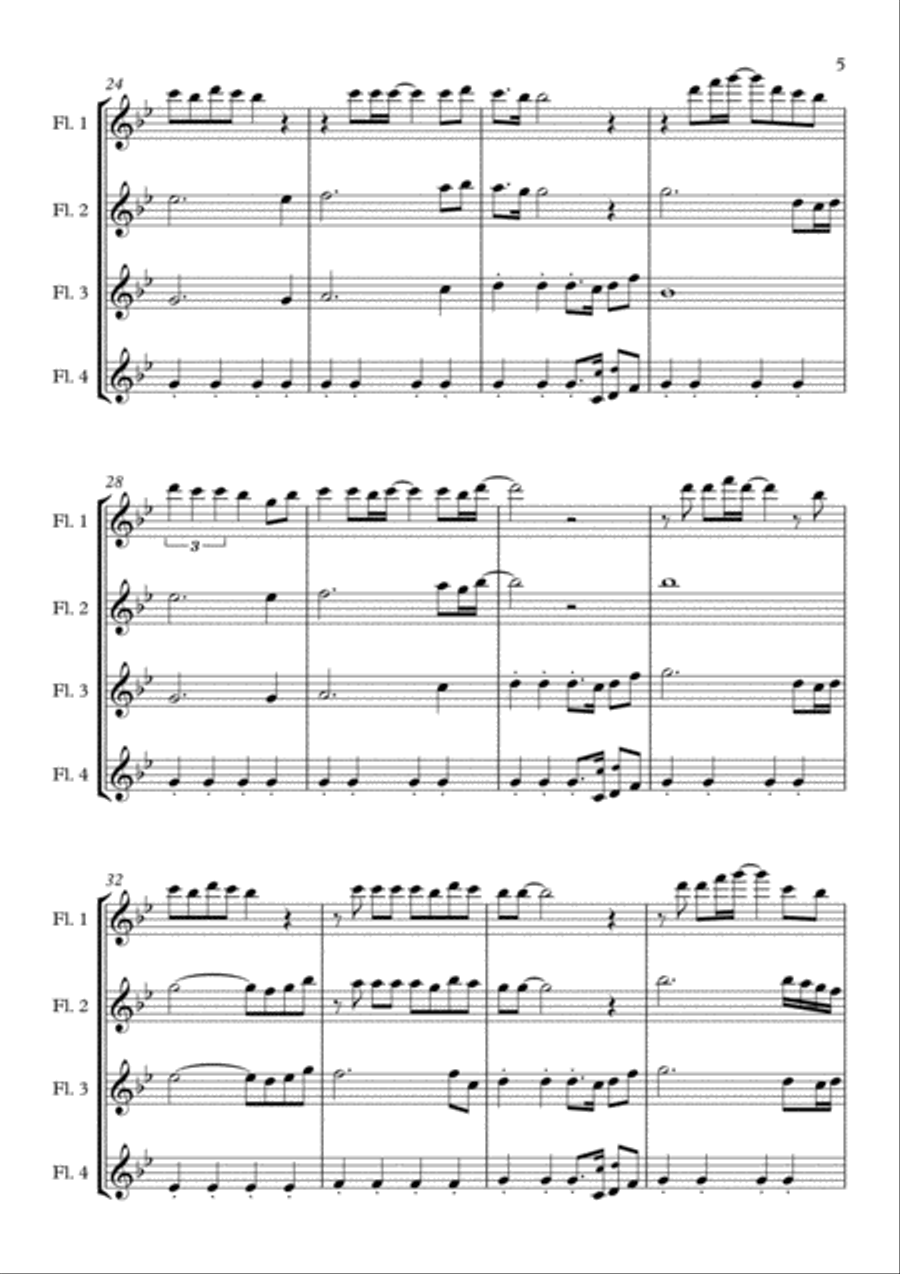Eye Of The Tiger Flute Quartet scores gallery preview page 5