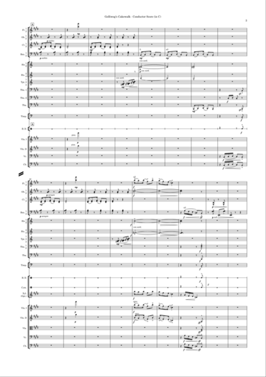 Golliwog's Cakewalk (Standard Orchestra) – Score and Parts – Transposed to E Full Orchestra scores gallery preview page 5