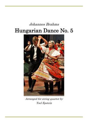Book cover for Brahms Hungarian Dance Number 5 arranged for string quartet