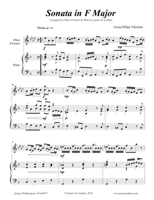 Telemann: Sonata in F Major for Oboe d'Amore & Piano