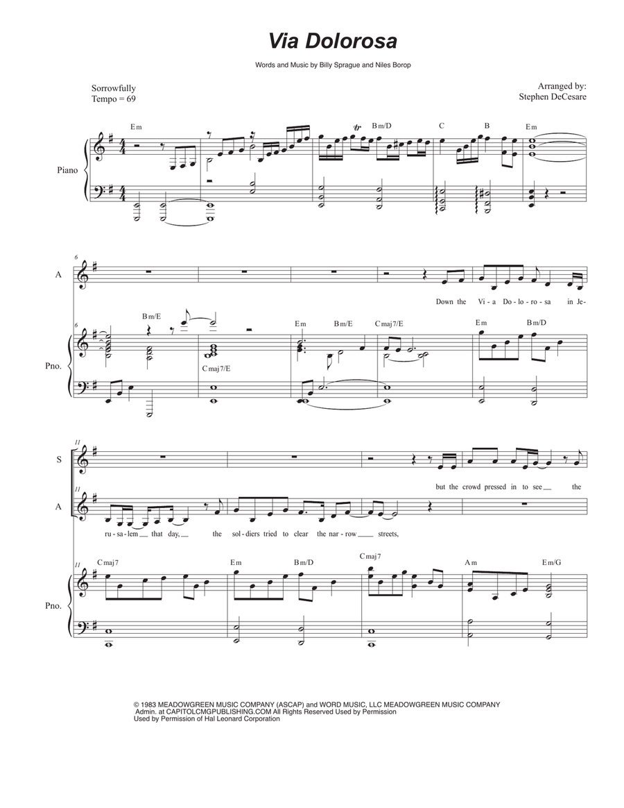 Via Dolorosa Easy Piano scores gallery preview page 1