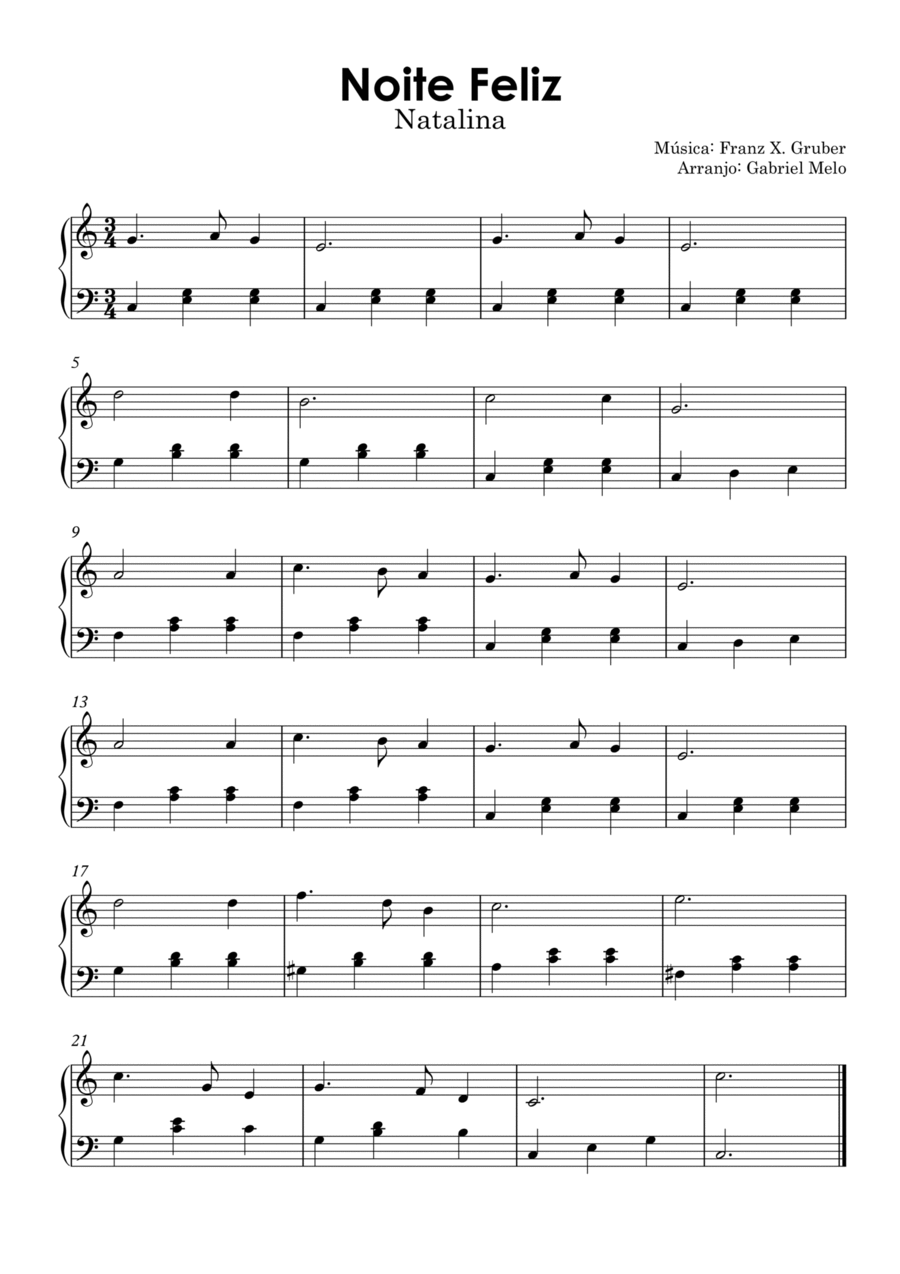 Noite Feliz Noite Feliz Piano Solo scores gallery preview page 1
